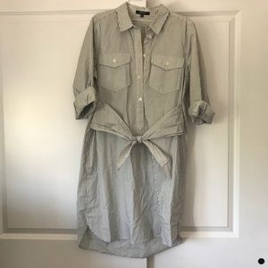 Striped tie-waist shirtdress